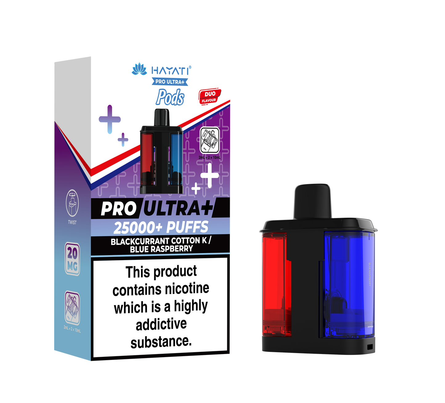 BLACKCURRANT COTTON K/BLUE RASPBERRY - HAYATI PRO ULTRA PODS 25K+