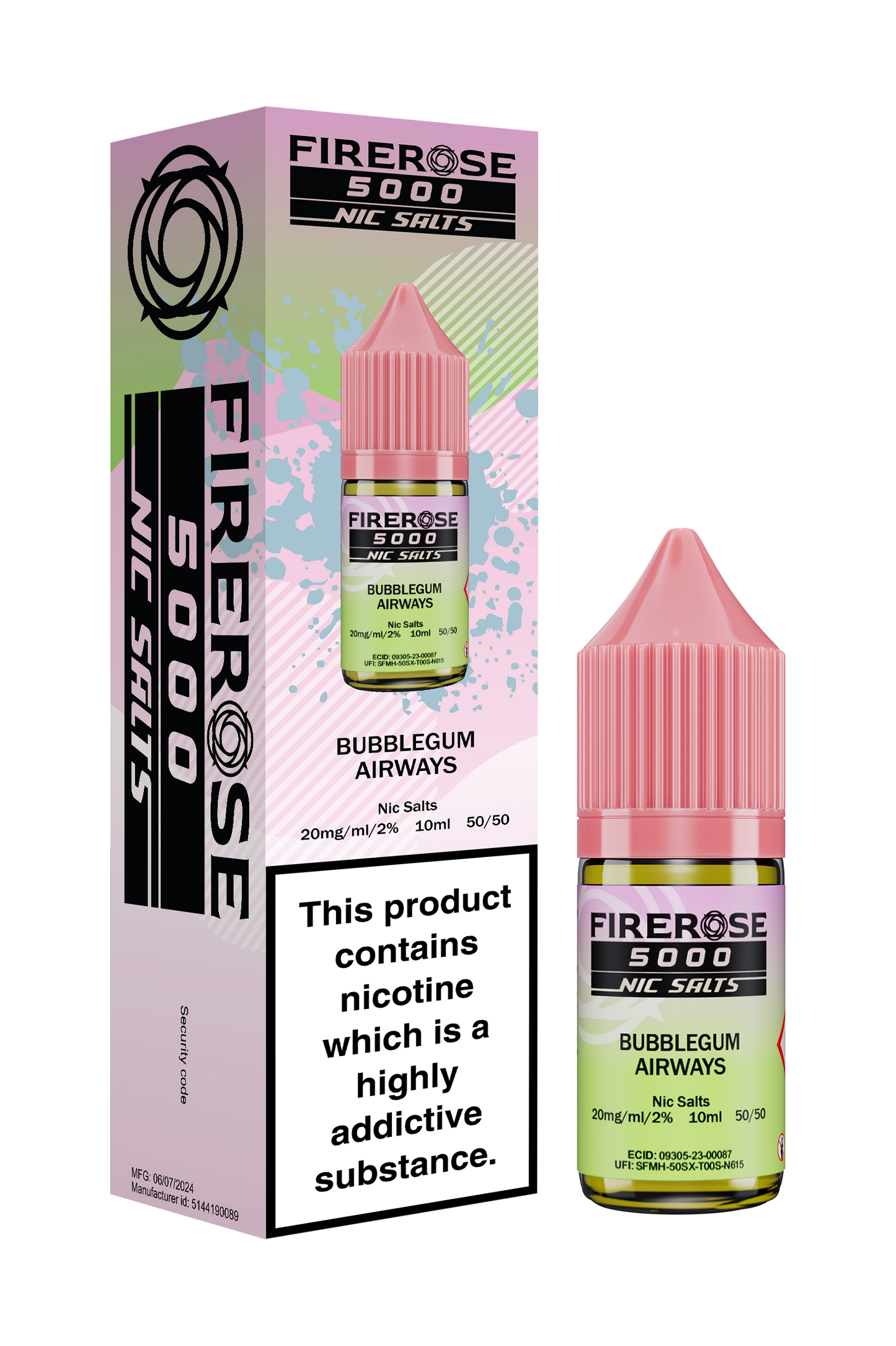 BUBBLEGUM AIRWAYS - FIREROSE NIC SALTS 20 MG