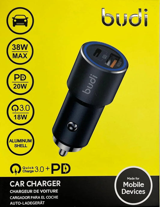 CAR CHARGER - BUDI (USB AND TYPE C INPUT)