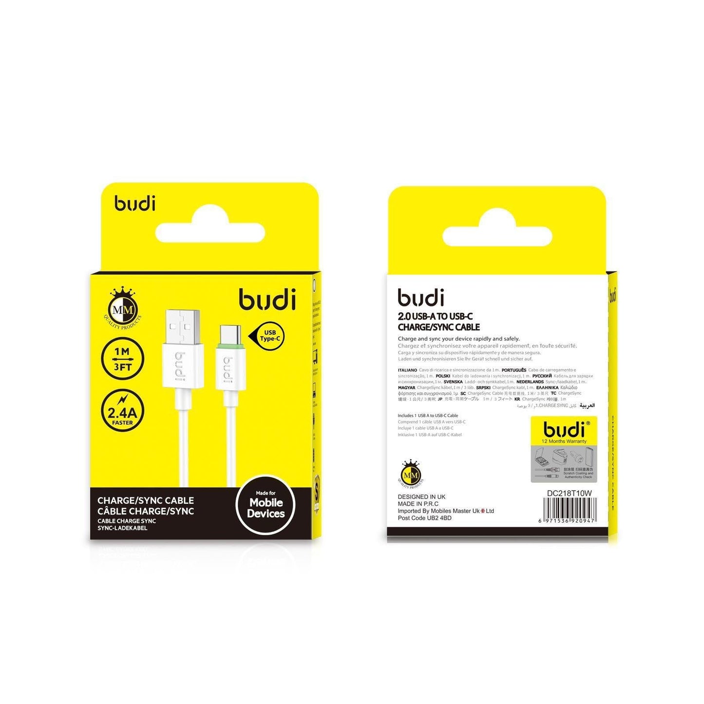 USB TO TYPE C  - BUDI CHARGING CABLE